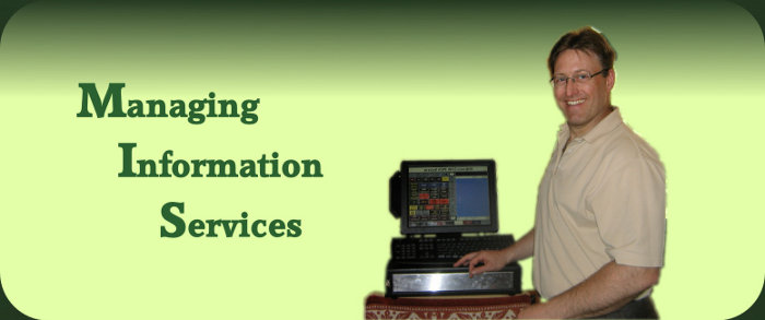 Managing Information Services: Steve Nedde smiling by a cash register